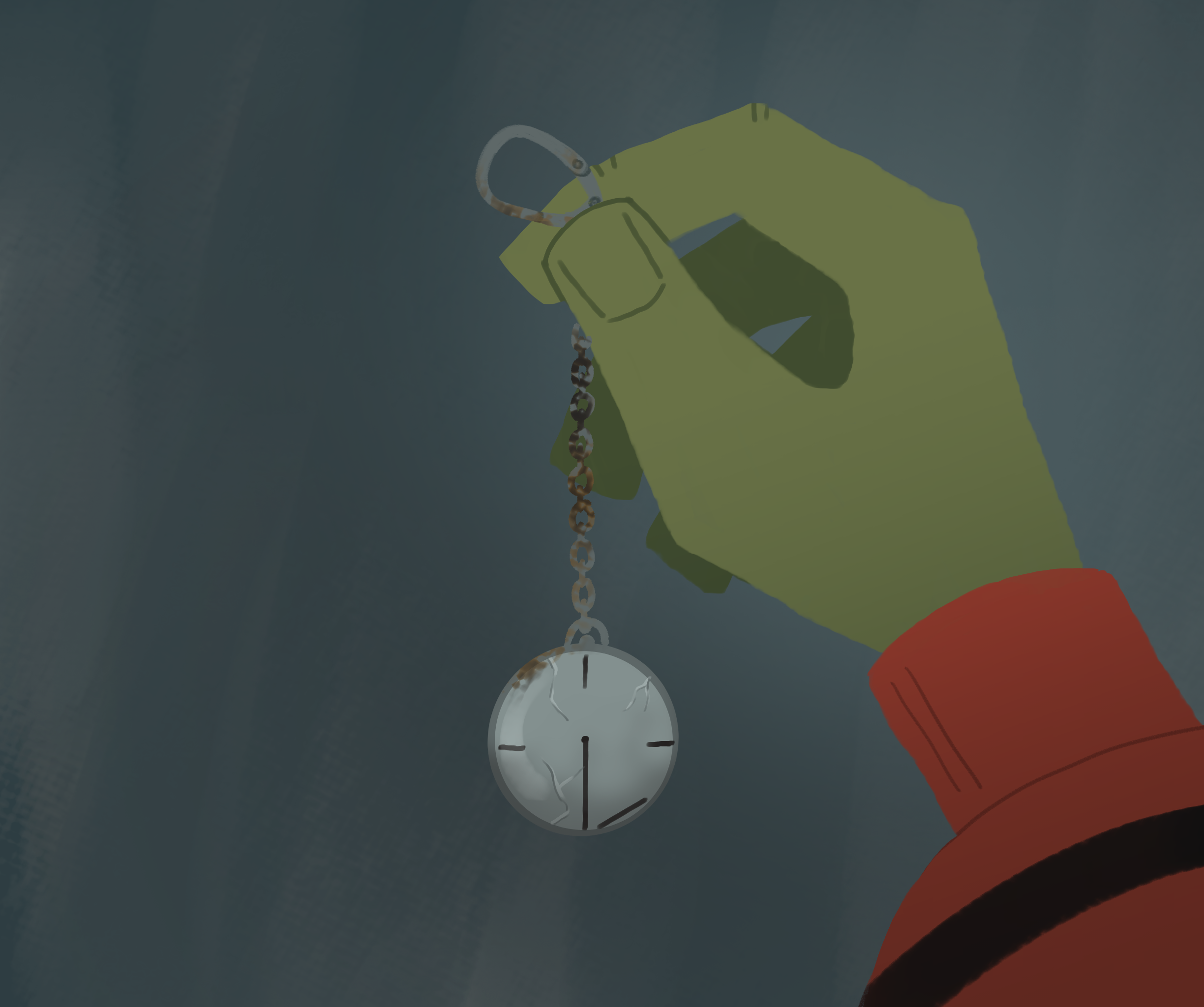 Ernie's hand holds a chain